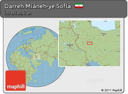 Savanna Style Location Map of Darreh Mīāneh-ye Soflá