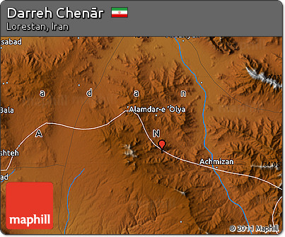 Physical Map of Darreh Chenār