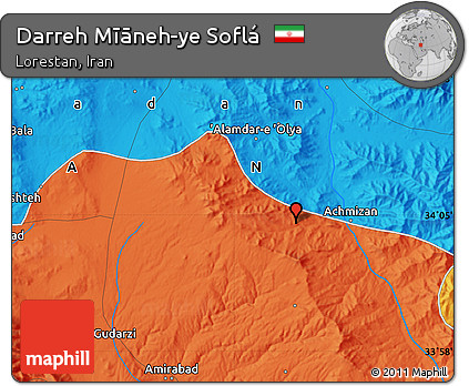 Political Map of Darreh Mīāneh-ye Soflá