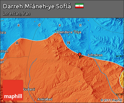 Political Map of Darreh Mīāneh-ye Soflá