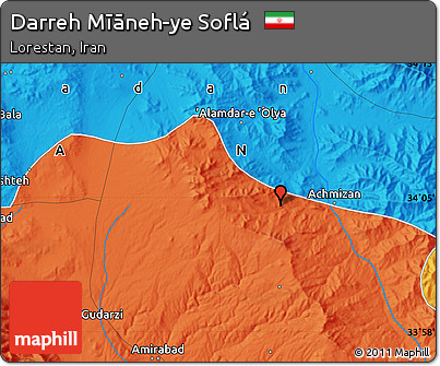 Political Map of Darreh Mīāneh-ye Soflá