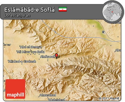 Satellite Map of Eslāmābād-e Soflá