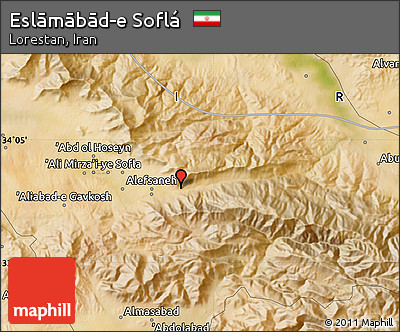 Satellite Map of Eslāmābād-e Soflá
