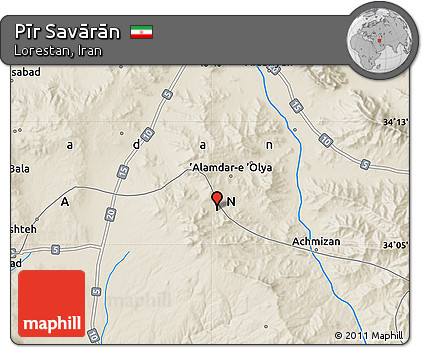 Shaded Relief Map of Pīr Savārān