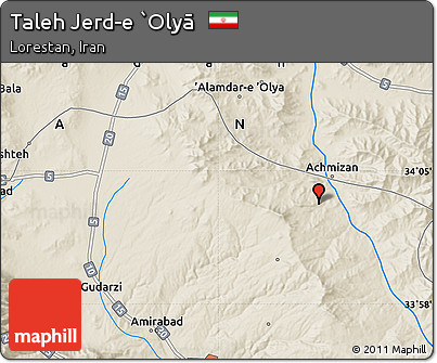 Shaded Relief Map of Taleh Jerd-e `Olyā