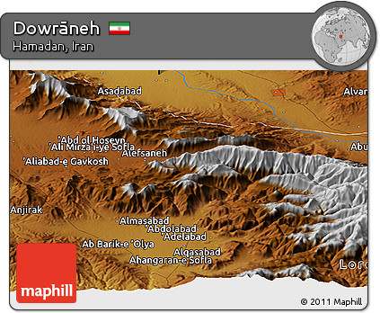 Physical Panoramic Map of Dowrāneh