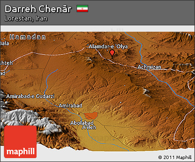 Physical Panoramic Map of Darreh Chenār