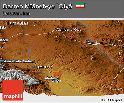 Physical Panoramic Map of Darreh Mīāneh-ye `Olyā