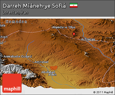 Physical Panoramic Map of Darreh Mīāneh-ye Soflá