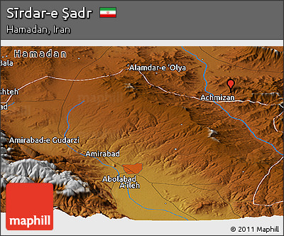 Physical Panoramic Map of Sīrdar-e Şadr