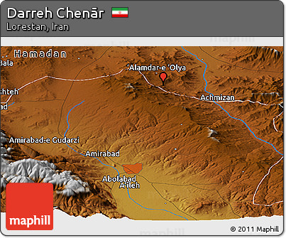 Physical Panoramic Map of Darreh Chenār