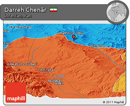 Political Panoramic Map of Darreh Chenār