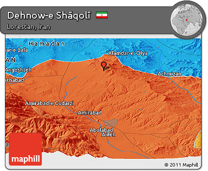 Political Panoramic Map of Dehnow-e Shāqolī