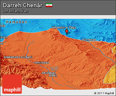 Political Panoramic Map of Darreh Chenār