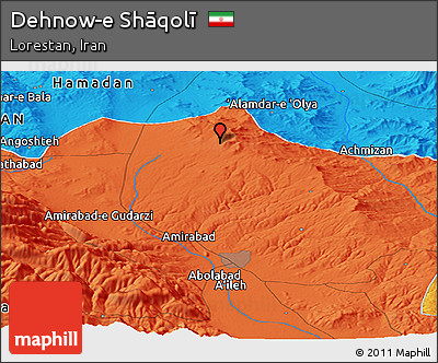 Political Panoramic Map of Dehnow-e Shāqolī