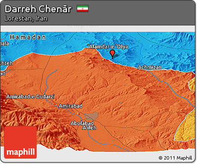Political Panoramic Map of Darreh Chenār