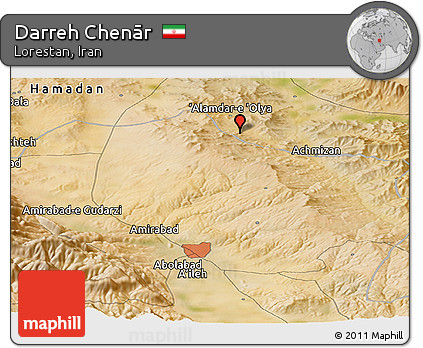 Satellite Panoramic Map of Darreh Chenār