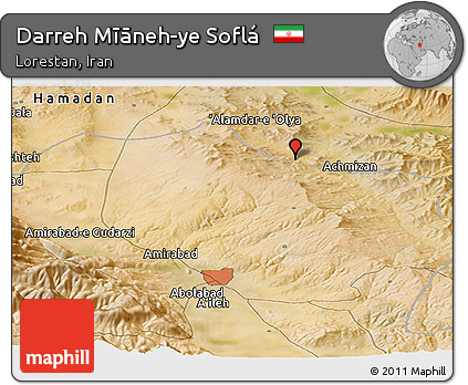 Satellite Panoramic Map of Darreh Mīāneh-ye Soflá