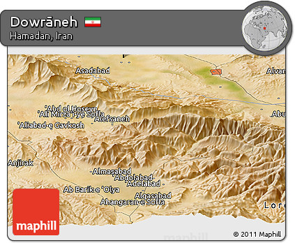 Satellite Panoramic Map of Dowrāneh