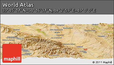 Satellite Panoramic Map of the Area around 34° 0' 57" N, 48° 31' 29" E