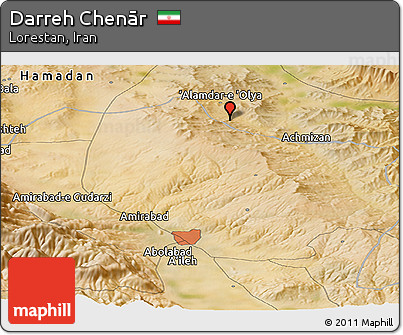 Satellite Panoramic Map of Darreh Chenār