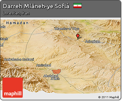 Satellite Panoramic Map of Darreh Mīāneh-ye Soflá