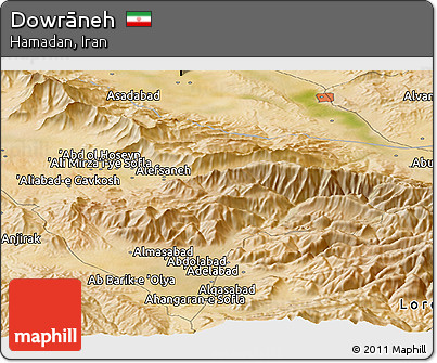 Satellite Panoramic Map of Dowrāneh
