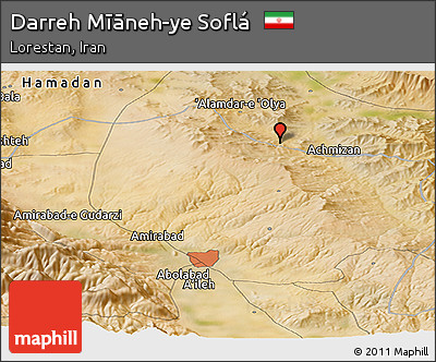 Satellite Panoramic Map of Darreh Mīāneh-ye Soflá