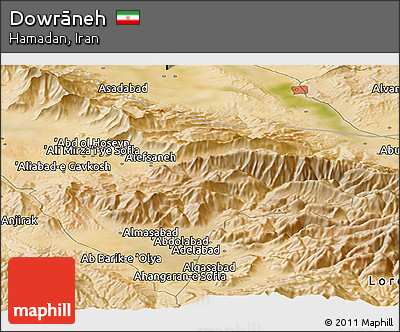 Satellite Panoramic Map of Dowrāneh