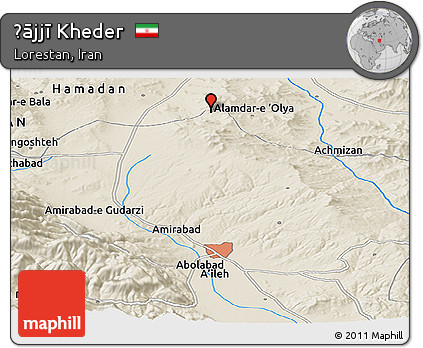 Shaded Relief Panoramic Map of Ḩājjī Kheder
