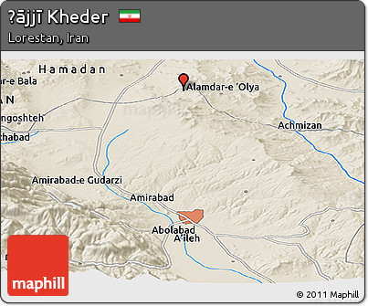 Shaded Relief Panoramic Map of Ḩājjī Kheder
