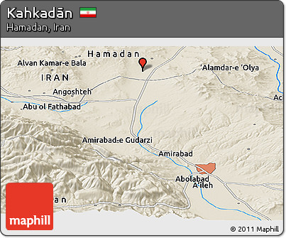 Shaded Relief Panoramic Map of Kahkadān