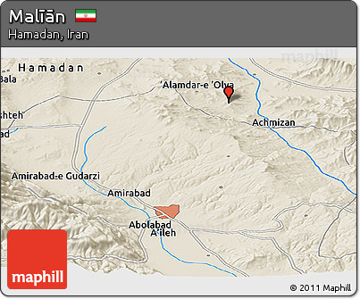 Shaded Relief Panoramic Map of Malīān