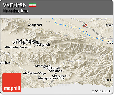 Shaded Relief Panoramic Map of Valīsīrāb