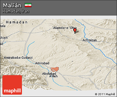 Shaded Relief Panoramic Map of Malīān
