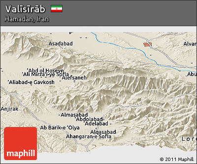Shaded Relief Panoramic Map of Valīsīrāb
