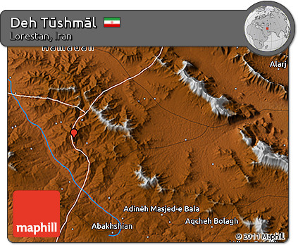 Physical 3D Map of Deh Tūshmāl