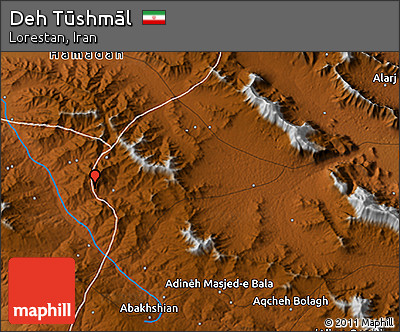 Physical 3D Map of Deh Tūshmāl