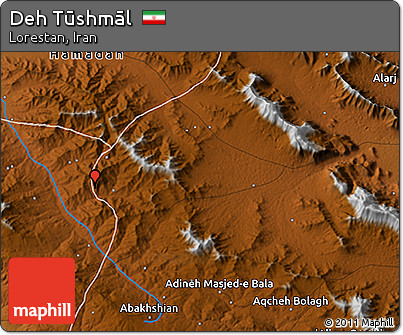 Physical 3D Map of Deh Tūshmāl