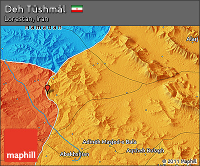 Political 3D Map of Deh Tūshmāl
