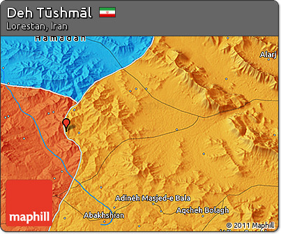 Political 3D Map of Deh Tūshmāl