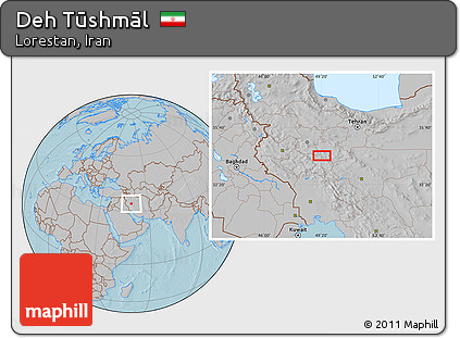 Gray Location Map of Deh Tūshmāl, hill shading