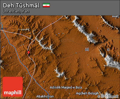 Physical Map of Deh Tūshmāl