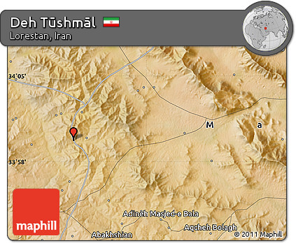 Satellite Map of Deh Tūshmāl