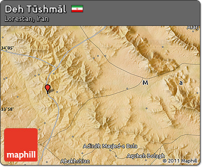 Satellite Map of Deh Tūshmāl