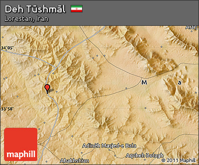 Satellite Map of Deh Tūshmāl