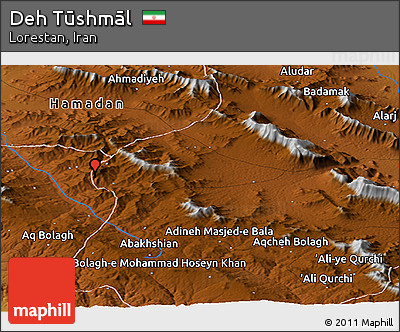 Physical Panoramic Map of Deh Tūshmāl