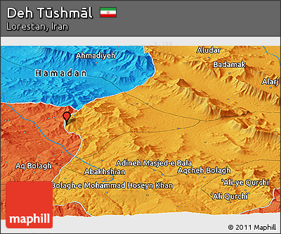 Political Panoramic Map of Deh Tūshmāl