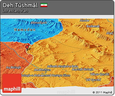 Political Panoramic Map of Deh Tūshmāl