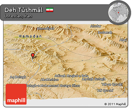 Satellite Panoramic Map of Deh Tūshmāl